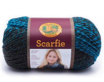 Aqua Charcoal Lion Brand Scarfie Yarn