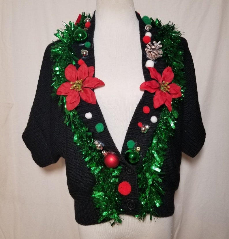 Ugly Christmas Sweater Holiday Coat With Decorations Tacky Etsy
