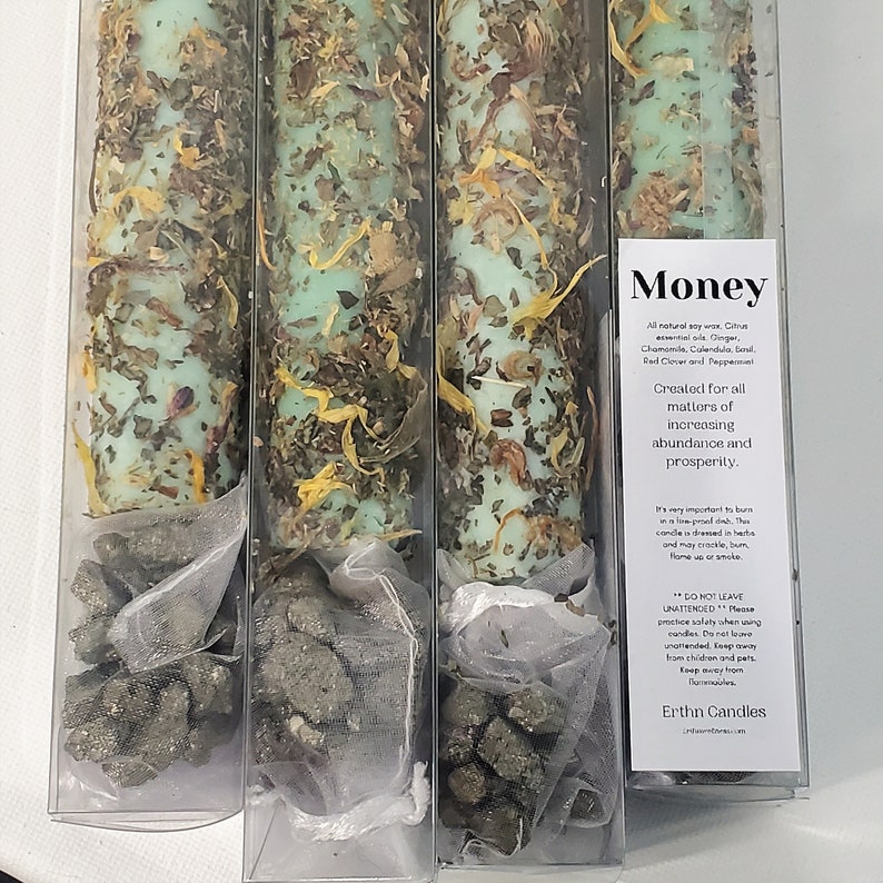 Money Spell Candle Intention Candles Candle Magic Manifestation Pillar