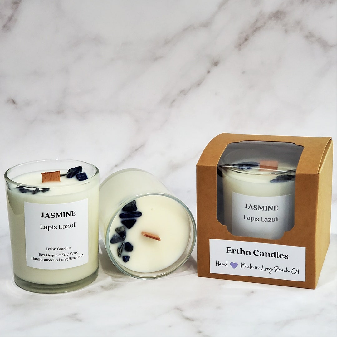 Jasmine Soy Candles 6oz Handmade Candle in Jar Lapis - Etsy