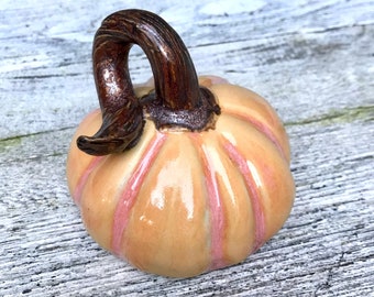Handmade Ceramic Pumpkin: Golden Yellow Glazed Fall Decor