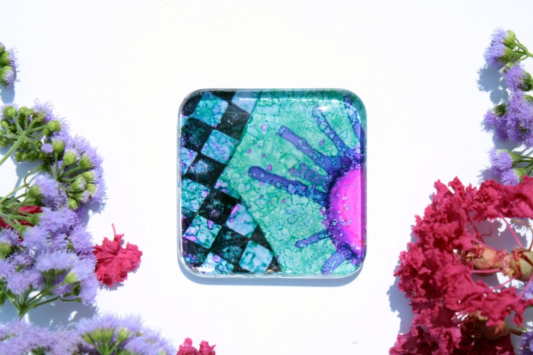 Extra Large Art Glass 2 Inch Square Glass Marble Hot Etsy