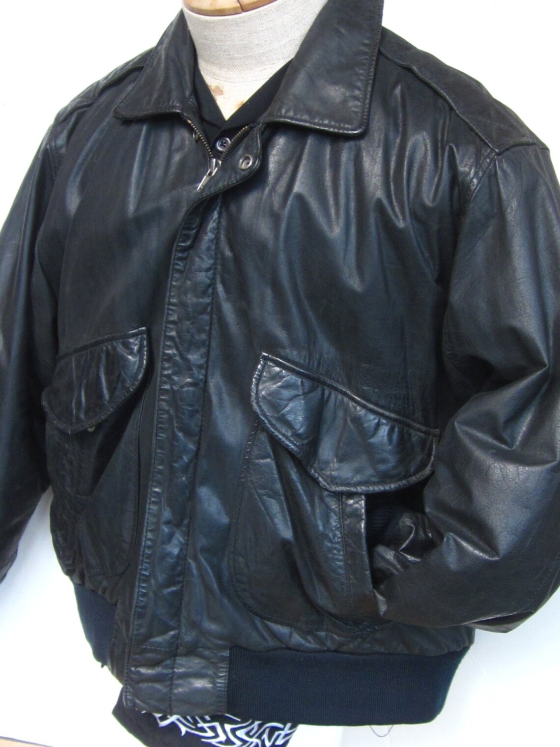 Hunt Club Men's Dark Brown/black Distressed Leather Bomber - Etsy