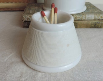 Antique French Pyrogene, French Antique Match Holder With Striker, Porcelain Match Holder, White Pyrogene, Match Holder