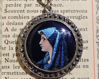 Parure Pendentif Et Bague Camée Fragonard - Porcelaine De Limoges, Vintage 1950