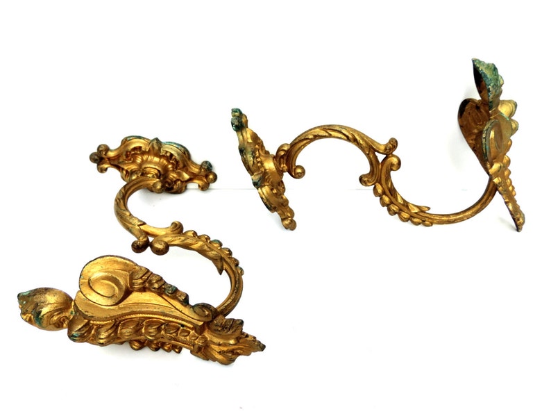 French Antique Curtain Tie Backs French Vintage Gilt Bronze Etsy