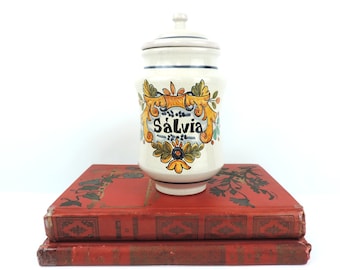 French Vintage Apothecary Jar/French Vintage Apothecary Pot/Vintage French Pharmacy Jar/Salvia ApothecaryJar