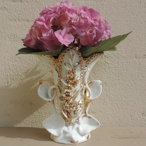 Antique French Porcelain Wedding Vase, Church Vase, Altar Vase