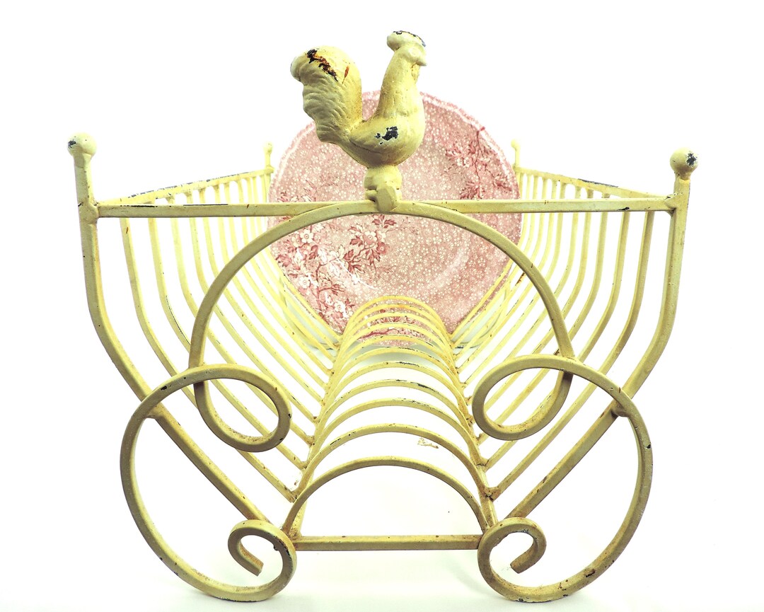 Vintage Dish Rack French Vintage Metal Dish Rack Yellow Dish Etsy