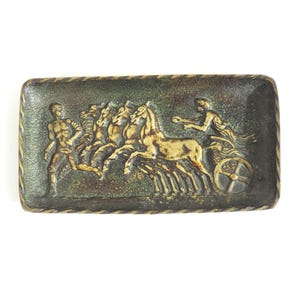Piatto di gingillo antico francese, piatto di gingillo di bronzo Art Deco francese Max Le Verrier, vassoio di monete in bronzo antico, Max Le Verrier Vide Poche