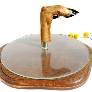Vintage French Cheese Platter: Deer Hoof Handle Charcuterie Board