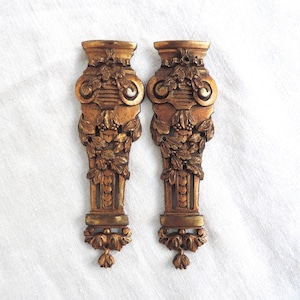Antique French Gilt Bronze Furniture Pediment - Salvaged Hardware (2 Pieces)