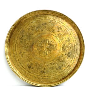 Vintage Moroccan Serving Tray, Brass Moroccan Tray, Brass Serving Platter
