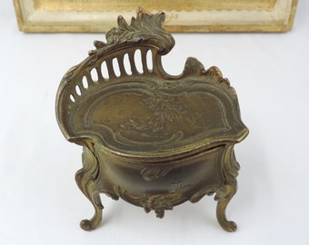 Antique French Jewelry Box, French Antique Trinket Box, French Footed Casket