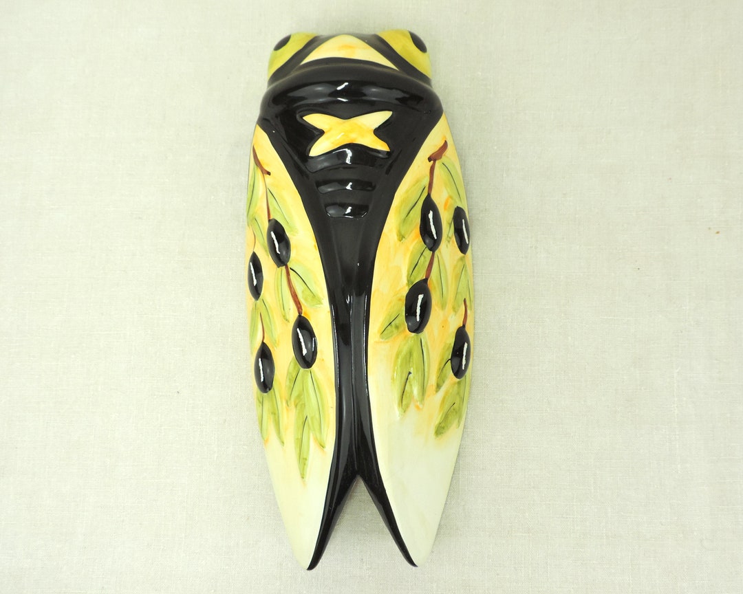 Large Ceramic Cicada, French Vintage Cicada Wall Pocket, Vintage ...