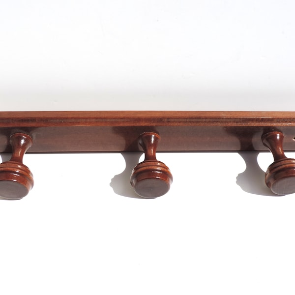 Vintage Coat Rack, Vintage French Wooden Coat Rack, 3 Pegged Coat Rack