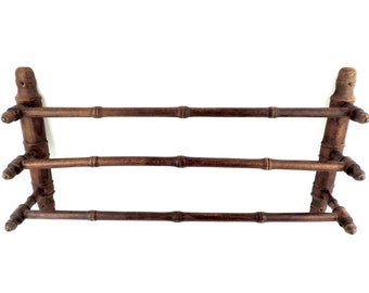 Vintage Towel Rack, French Vintage Faux Bamboo Wooden Towel Rack With 3 Graduated Rails