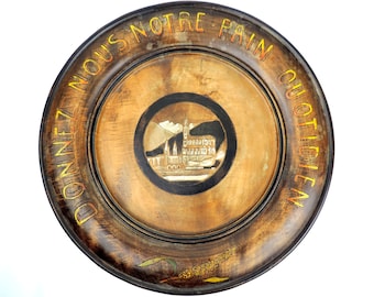 French Vintage Wooden Bread Platter, French Vintage Wooden Bread Board, French Vintage Daily Bread Platter From Lourdes