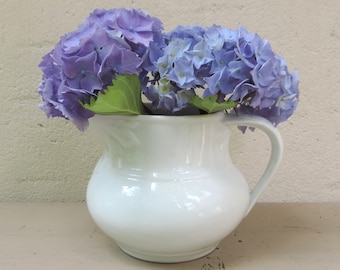 Ironstone Pitcher, French Antique White Ironstone Pitcher, Ironstone Jug