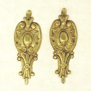 Antique Gilt Bronze Furniture Hardware Pediments - French Salvaged Pair
