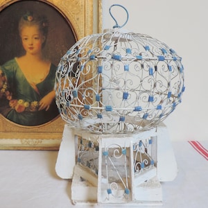 Vintage Moroccan Wire Decorative Birdcage, Vintage Bird Cage, Vintage Decorative Bird Cage, Small Decorative Wire Birdcage