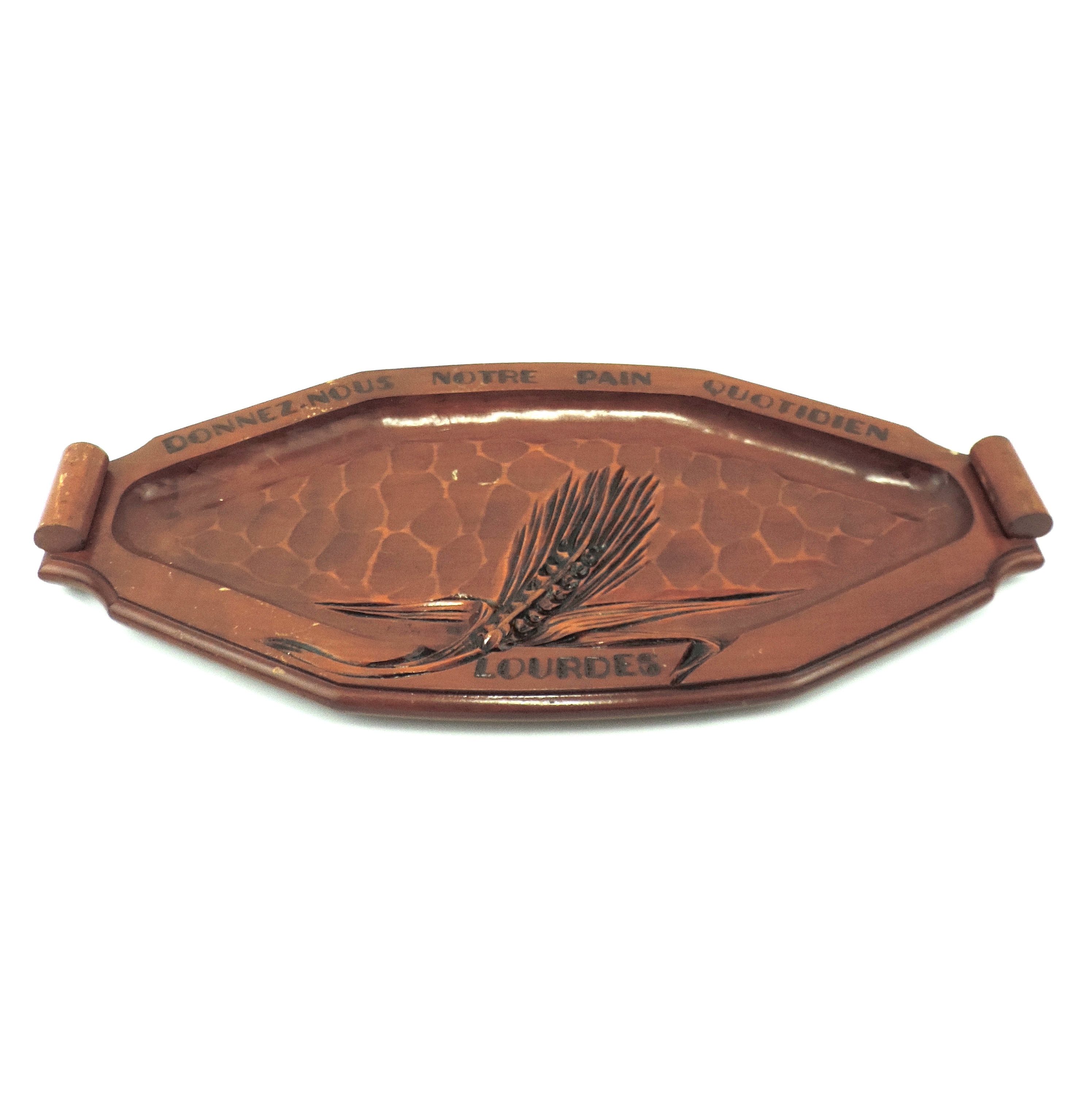 GRAND PLATEAU DE Bois Ancien Donnez Nous Notre Pain Quotidien EUR 29,95