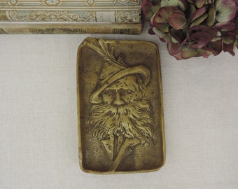 Trinket Dish, French Antique Trinket Dish, Bronze Coin Tray, Bearded Man Trinket Dish, Coin Dish With Man Face