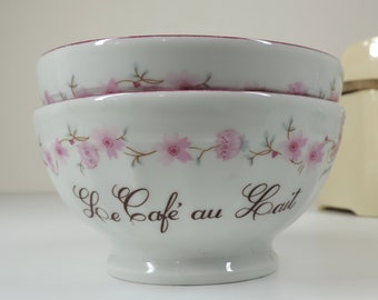 Vintage Bowls, French Vintage Small Cafe Au Lait Bowls Set Of 2