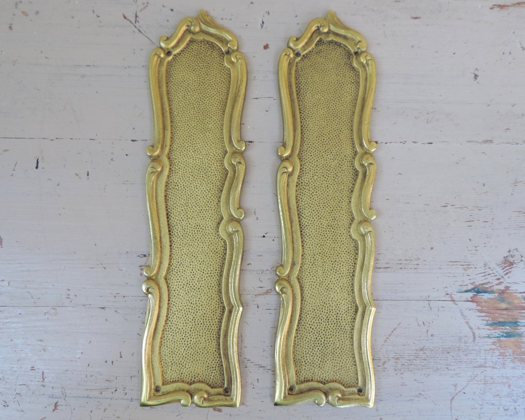 Antique Door Push Plates, French Antique Butler Door Push Plates, Pair