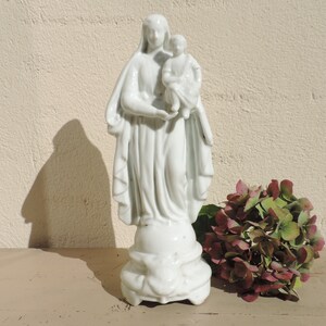 Antique Virgin Mary With Baby Jesus Figurine, French Antique Virgin Mary And Baby Jesus, Madonna And Child
