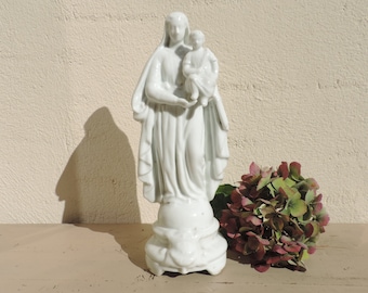 Antique French Virgin Mary and Baby Jesus Figurine
