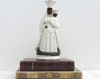 Virgen Negra Antigua con el Niño, Virgen María y Niño Jesús