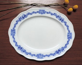French Antique Serving Platter, Antique Ironstone Serving Plate, Transferware Serving Platter By Emile Bourgeois