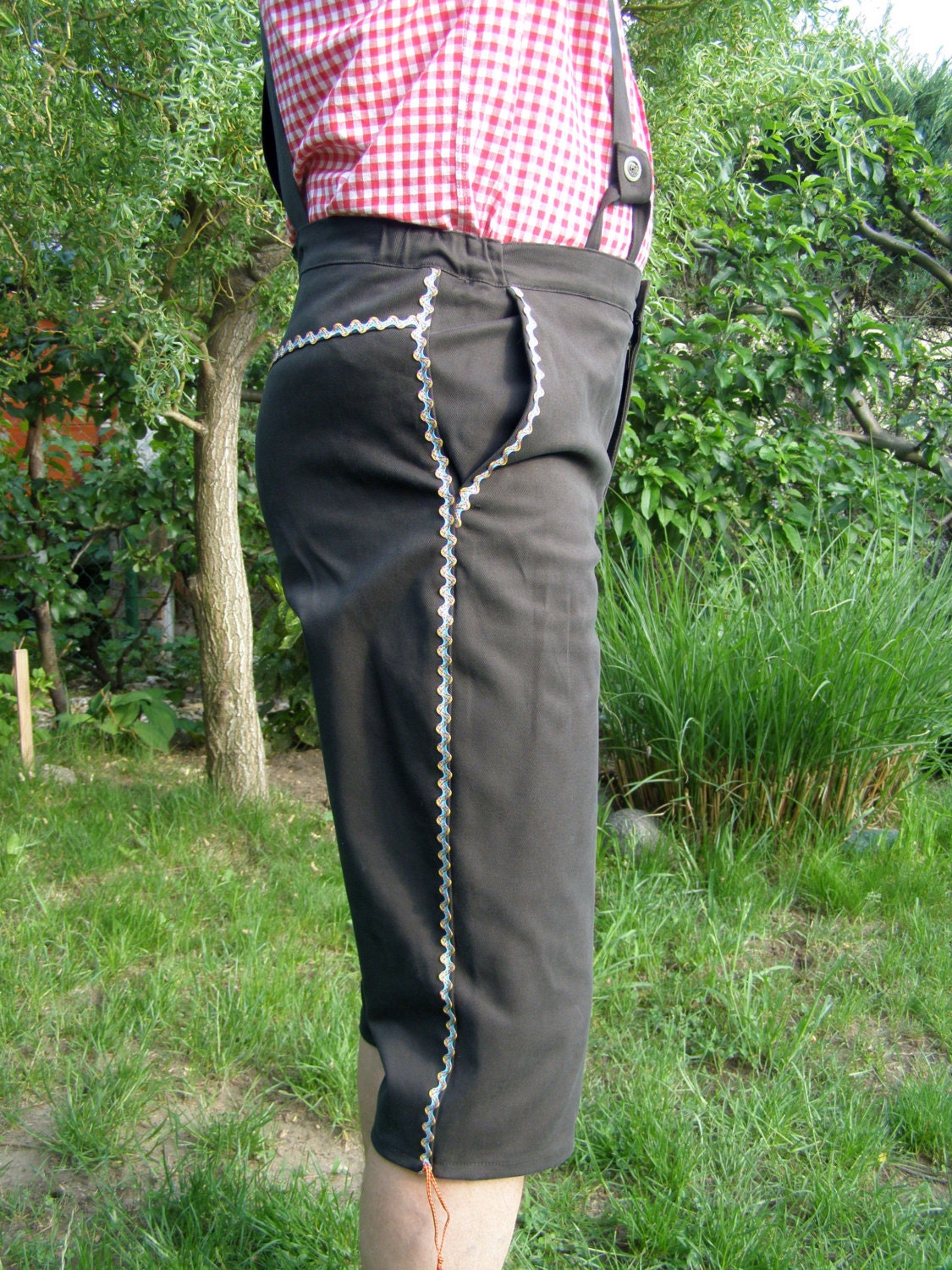 Oktoberfest plain cotton green Lederhosen
