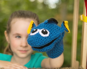 Crochet Hand Puppet Pattern - Under The Sea Fish Toy PDF Digital Download Marine Animal Pretend Play Theater
