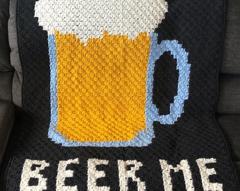 Beer Me C2C Crochet Blanket PDF Pattern - Dad Father Guy Gift for Beer Lover Him - Man Cave Afghan