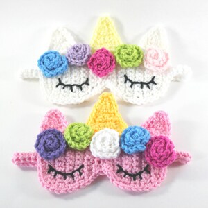 Unicorn Crochet Pattern Unicorn Party Crochet Unicorn Unicorn Sleep Mask Slumber Party Favors Unicorn Party Favors image 2