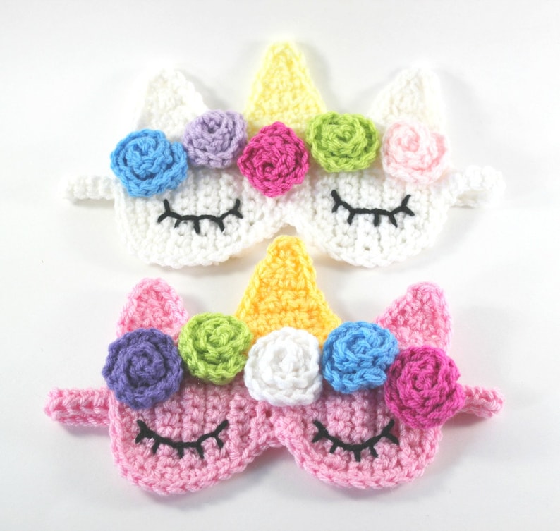 Unicorn Crochet Pattern Unicorn Party Crochet Unicorn Unicorn Sleep Mask Slumber Party Favors Unicorn Party Favors image 2