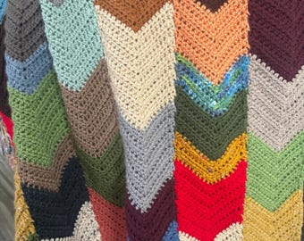 Masculine Scrap Yarn Blanket Pattern - Easy Crochet Throw Afghan for Stash Buster Project