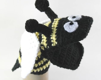 Bumble Bee Crochet Hand Puppet Pattern PDF - Kids Theater Toy - Animal Insect Creative Play - Digital Download