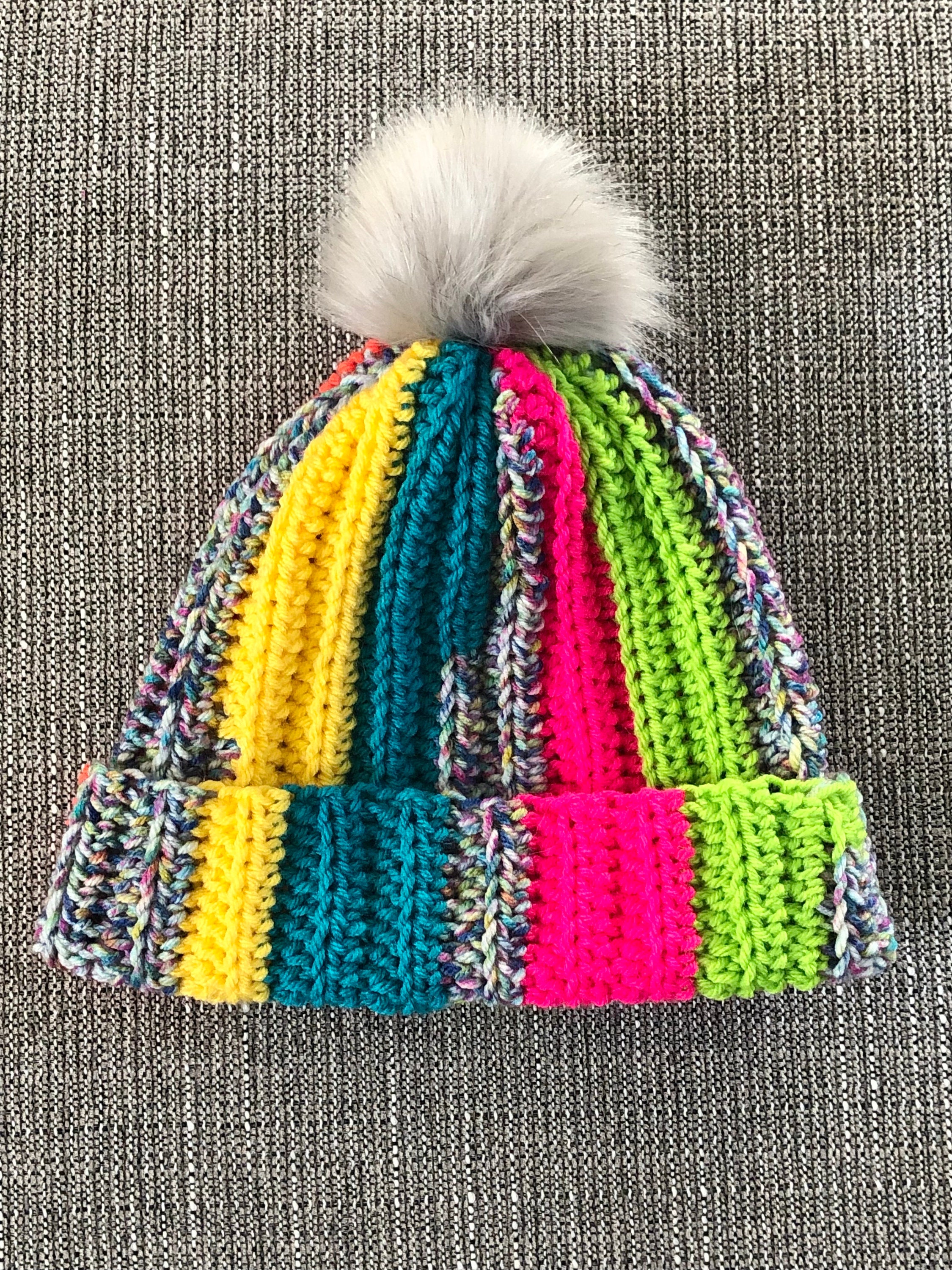 Handmade Crochet Rainbow Beanie Hat Merino Wool Variegated Knit Winter Cap‎ NEW Rainbow Beanie - Etsy main image 3