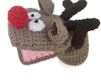 Reindeer Crochet Puppet Pattern: Christmas Holiday Toy DIY Craft Tutorial PDF Download