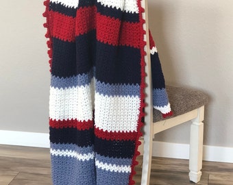 V Stitch Crochet Blanket Pattern: Color Block Throw Baby Afghan PDF Digital Download