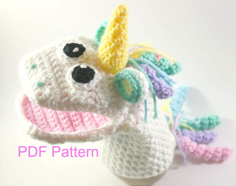 crochet unicorn hand puppet patterns kids gift easy crochet etsy