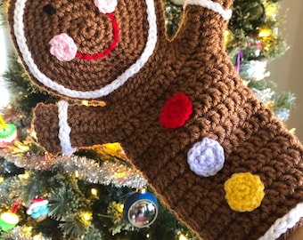 Kerst DIY cadeau - Kerstpop - Handpop Patroon - Gingerbread Man - Handpop - Haakpatronen - Kindercadeau - Poppentheater