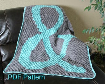 C2C Crochet Blanket Pattern - Ampersand Wedding Gift PDF Digital Download