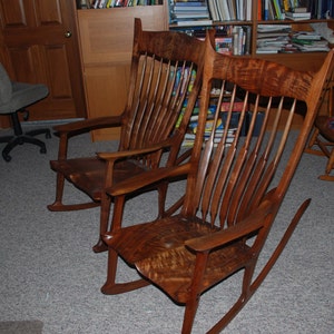 Maloof Style Rocking Chair. Shaped by hand out of walnut, curly walnut and ebony. image 4