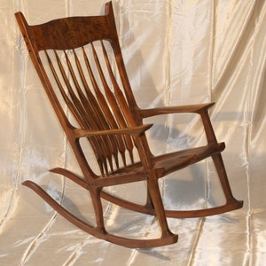 Maloof Style Rocking Chair. Shaped by hand out of walnut, curly walnut and ebony. image 1