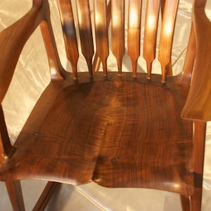 Maloof Style Rocking Chair. Shaped by hand out of walnut, curly walnut and ebony. image 2