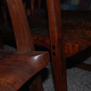 Maloof Style Rocking Chair. Shaped by hand out of walnut, curly walnut and ebony. image 3